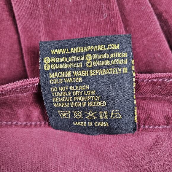 Lucky & Blessed Burgundy Corduroy High Rise Extreme Flare Raw Hem Pants Women’s - Picture 7 of 10